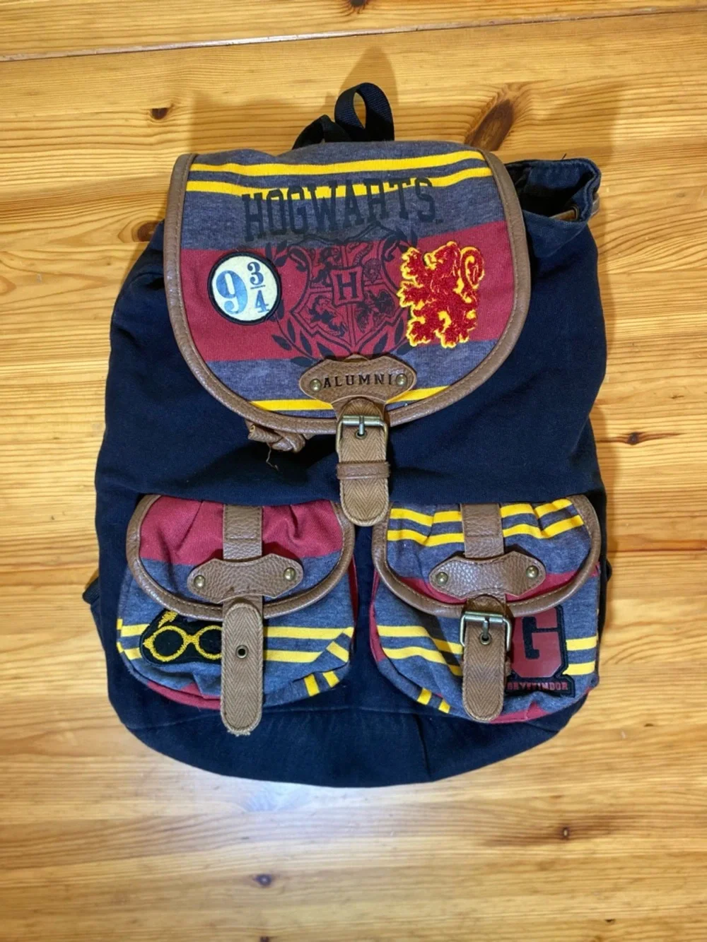 Harry Potter Hogwarts Alumni Varsity Stripe Canvas Bookbag Backpack Knapsack